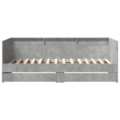 vidaXL Daybed with Drawers without Mattress Concrete Grey 90x190 cm Single