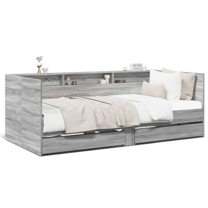 vidaXL Daybed with Drawers without Mattress Grey Sonoma 90x190 cm Single