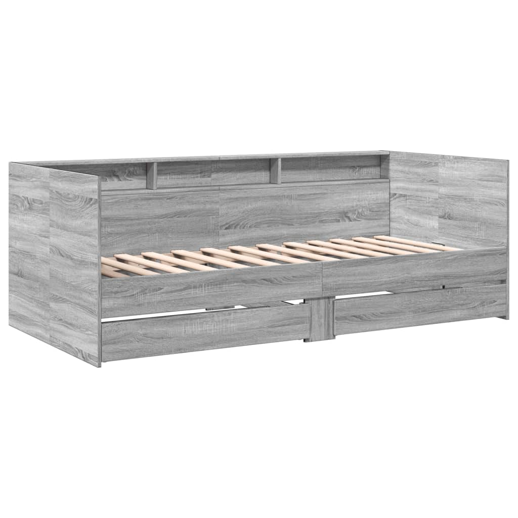 vidaXL Daybed with Drawers without Mattress Grey Sonoma 90x190 cm Single