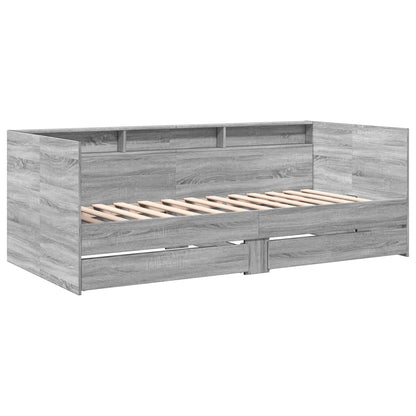 vidaXL Daybed with Drawers without Mattress Grey Sonoma 90x190 cm Single