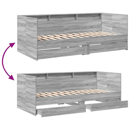 vidaXL Daybed with Drawers without Mattress Grey Sonoma 90x190 cm Single