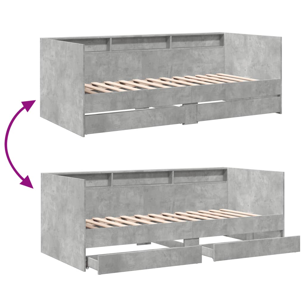vidaXL Daybed | Concrete Grey | Engineered Wood | Small Single