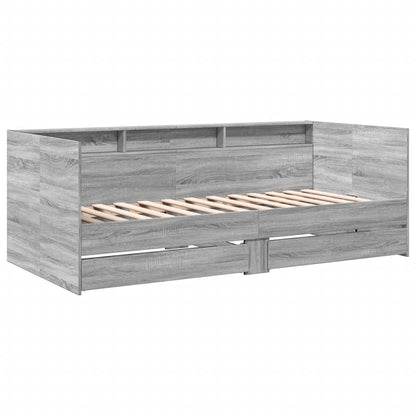 vidaXL Daybed with Drawers without Mattress Grey Sonoma 75x190 cm Small Single