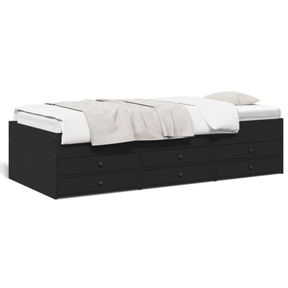vidaXL Daybed with Drawers without Mattress Black 100x200 cm