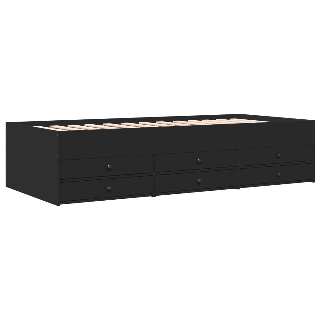 vidaXL Daybed with Drawers without Mattress Black 100x200 cm