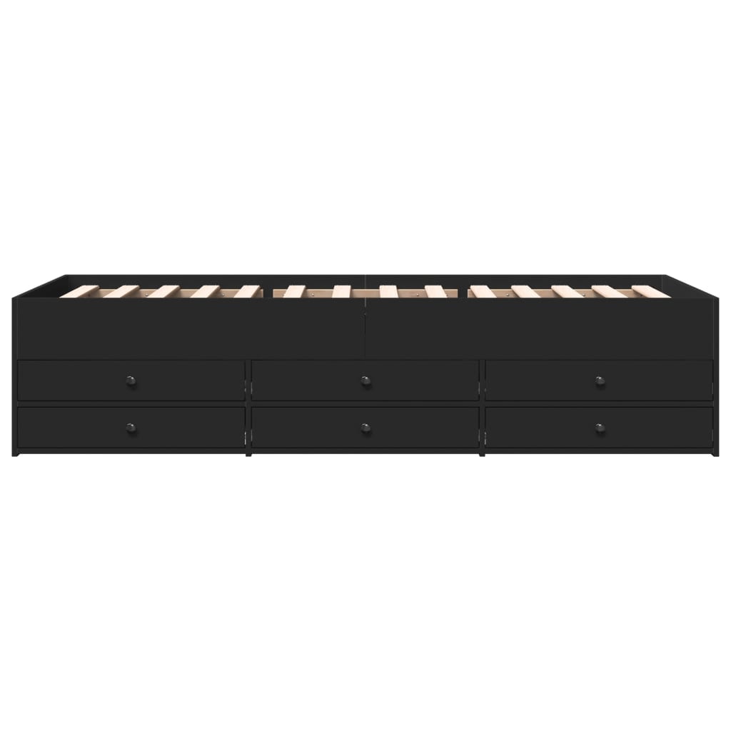 vidaXL Daybed with Drawers without Mattress Black 100x200 cm