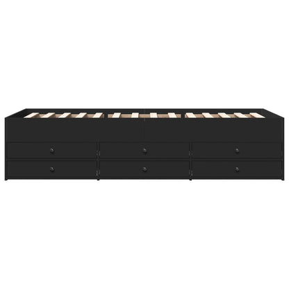 vidaXL Daybed with Drawers without Mattress Black 100x200 cm