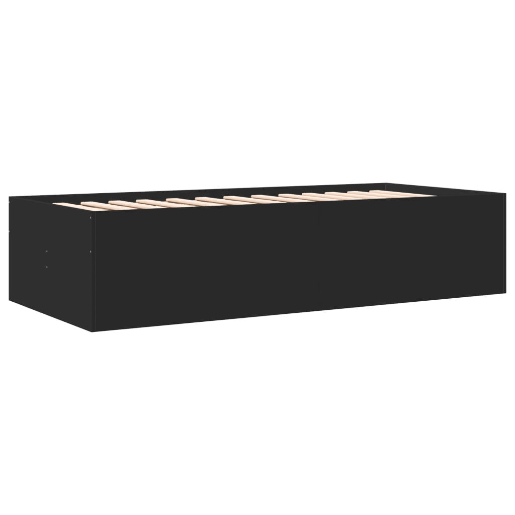 vidaXL Daybed with Drawers without Mattress Black 100x200 cm