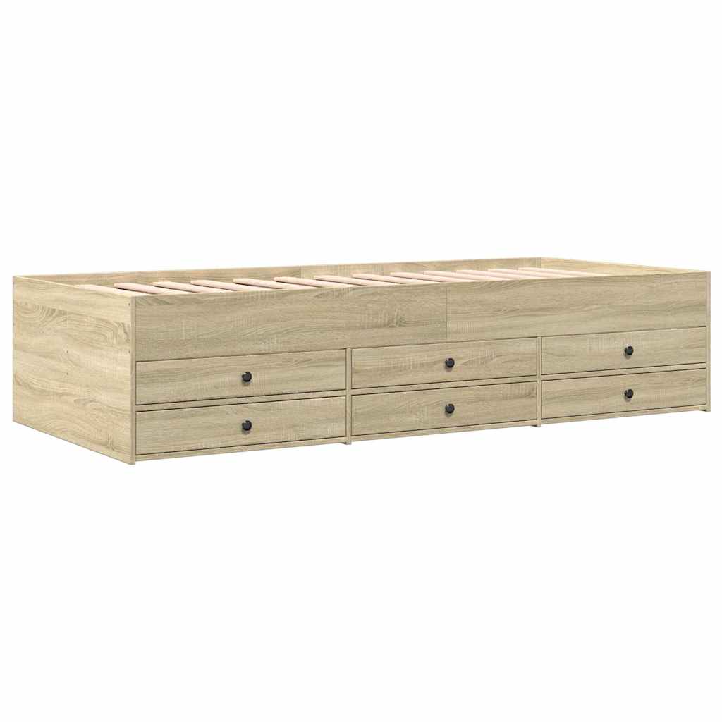 vidaXL Daybed with Drawers without Mattress Sonoma Oak 100x200 cm