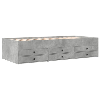 vidaXL Daybed with Drawers without Mattress Concrete Grey 100x200 cm