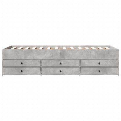 vidaXL Daybed with Drawers without Mattress Concrete Grey 100x200 cm