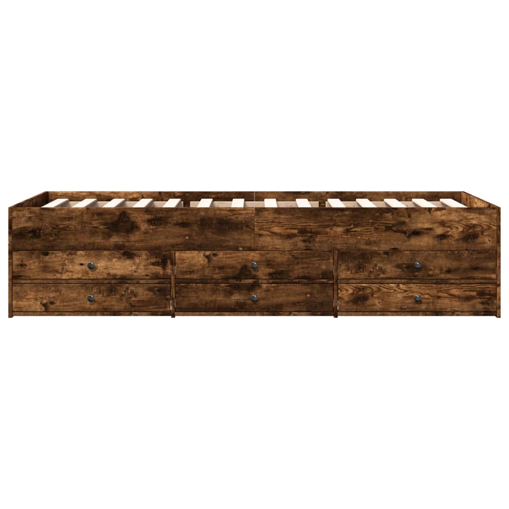 vidaXL Daybed with Drawers without Mattress Smoked Oak 100x200 cm