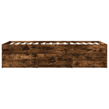 vidaXL Daybed with Drawers without Mattress Smoked Oak 100x200 cm