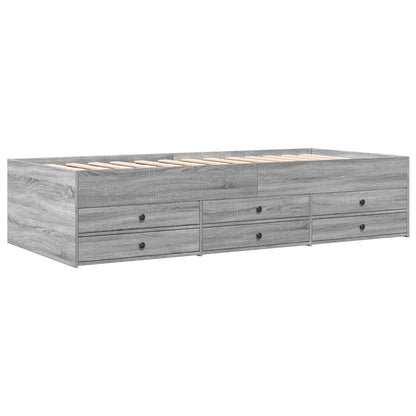 vidaXL Daybed with Drawers without Mattress Grey Sonoma 100x200 cm
