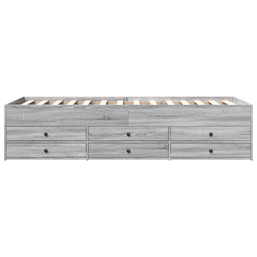 vidaXL Daybed with Drawers without Mattress Grey Sonoma 100x200 cm