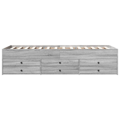 vidaXL Daybed with Drawers without Mattress Grey Sonoma 100x200 cm