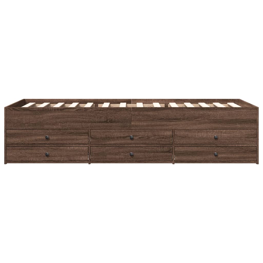vidaXL Daybed with Drawers without Mattress Brown Oak 100x200 cm