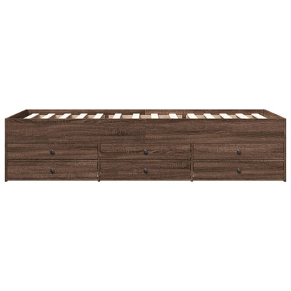 vidaXL Daybed with Drawers without Mattress Brown Oak 100x200 cm