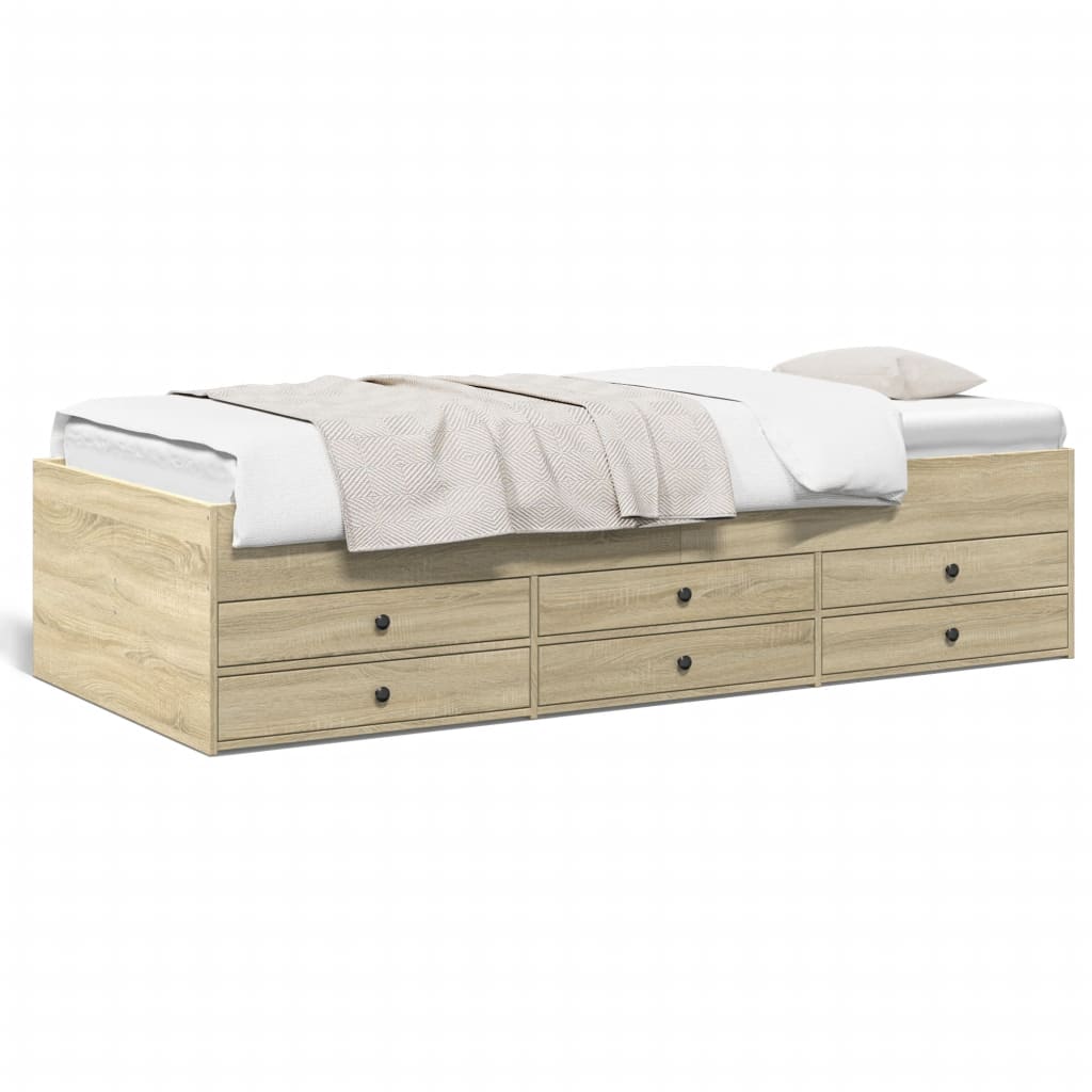 vidaXL Daybed with Drawers without Mattress Sonoma Oak 90x200 cm