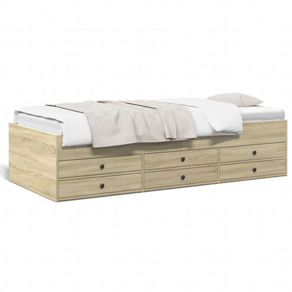 vidaXL Daybed with Drawers without Mattress Sonoma Oak 90x200 cm