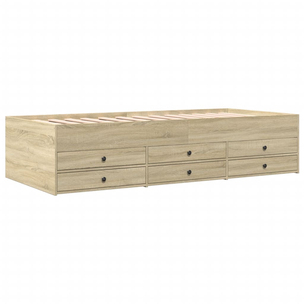 vidaXL Daybed with Drawers without Mattress Sonoma Oak 90x200 cm