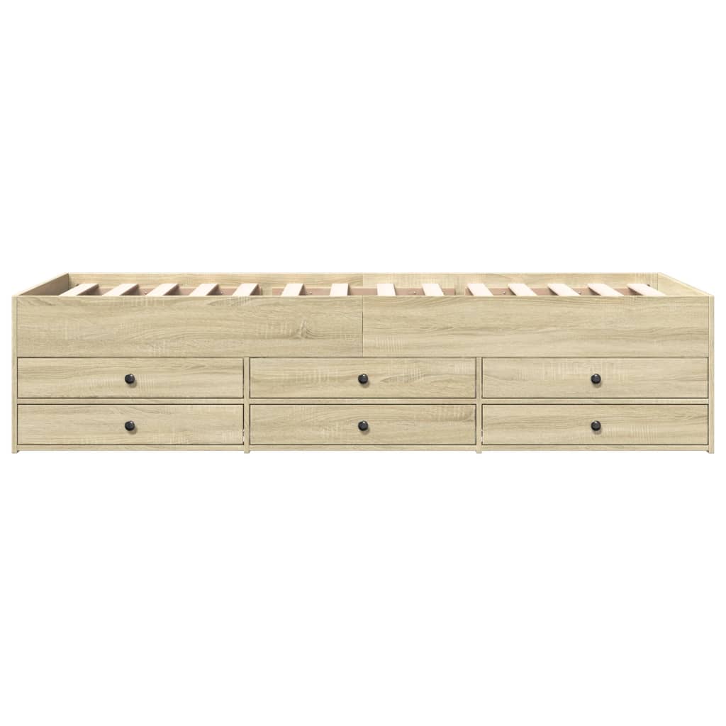 vidaXL Daybed with Drawers without Mattress Sonoma Oak 90x200 cm