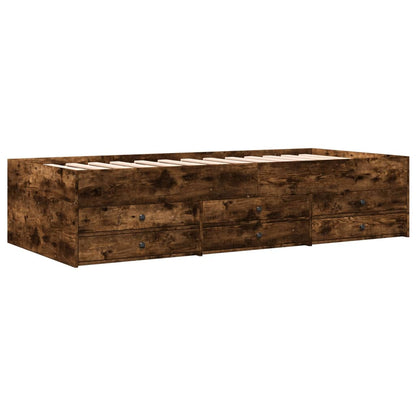 vidaXL Daybed with Drawers without Mattress Smoked Oak 90x200 cm