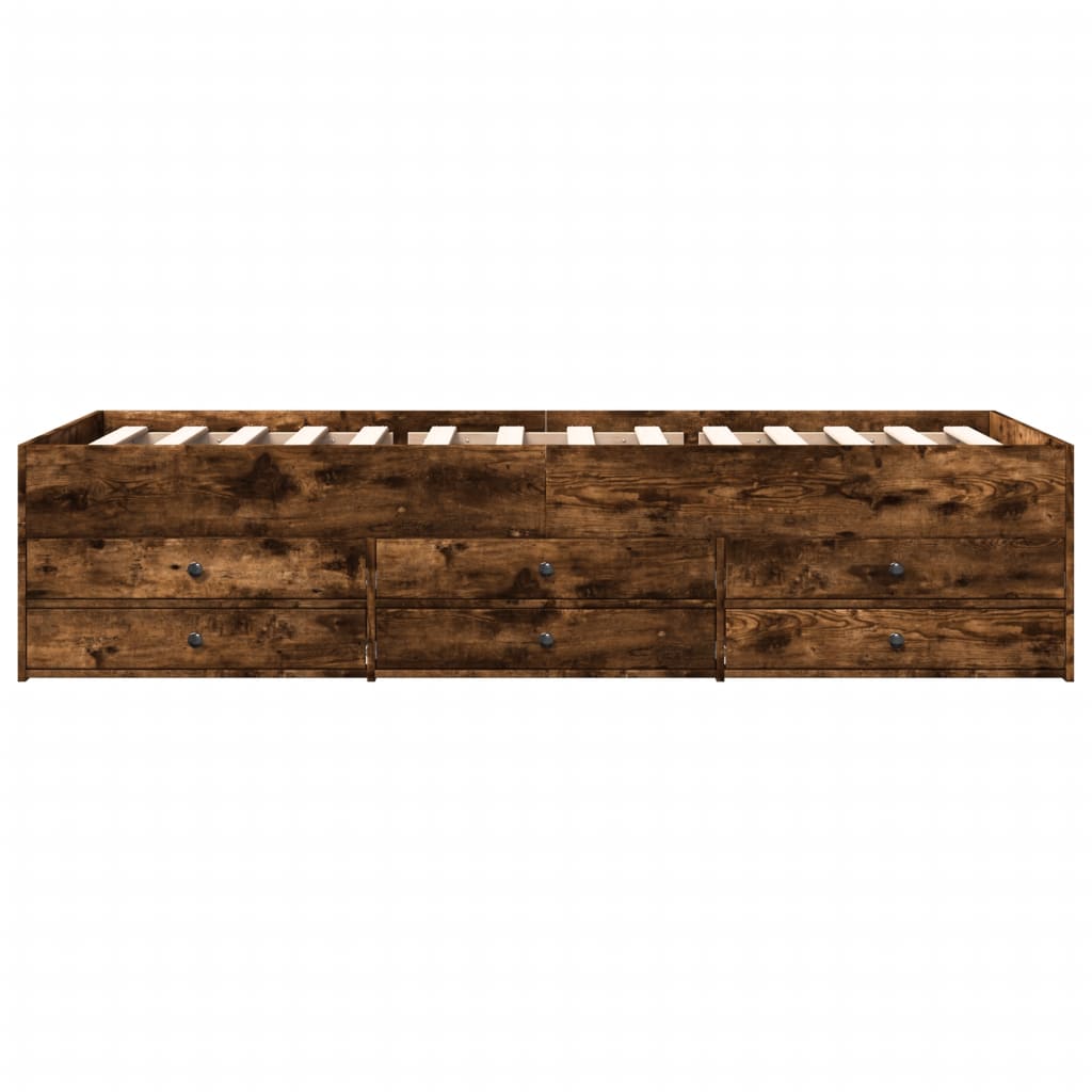 vidaXL Daybed with Drawers without Mattress Smoked Oak 90x200 cm