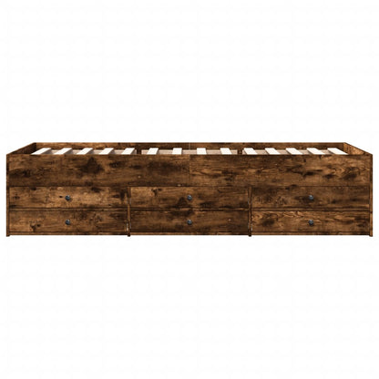 vidaXL Daybed with Drawers without Mattress Smoked Oak 90x200 cm