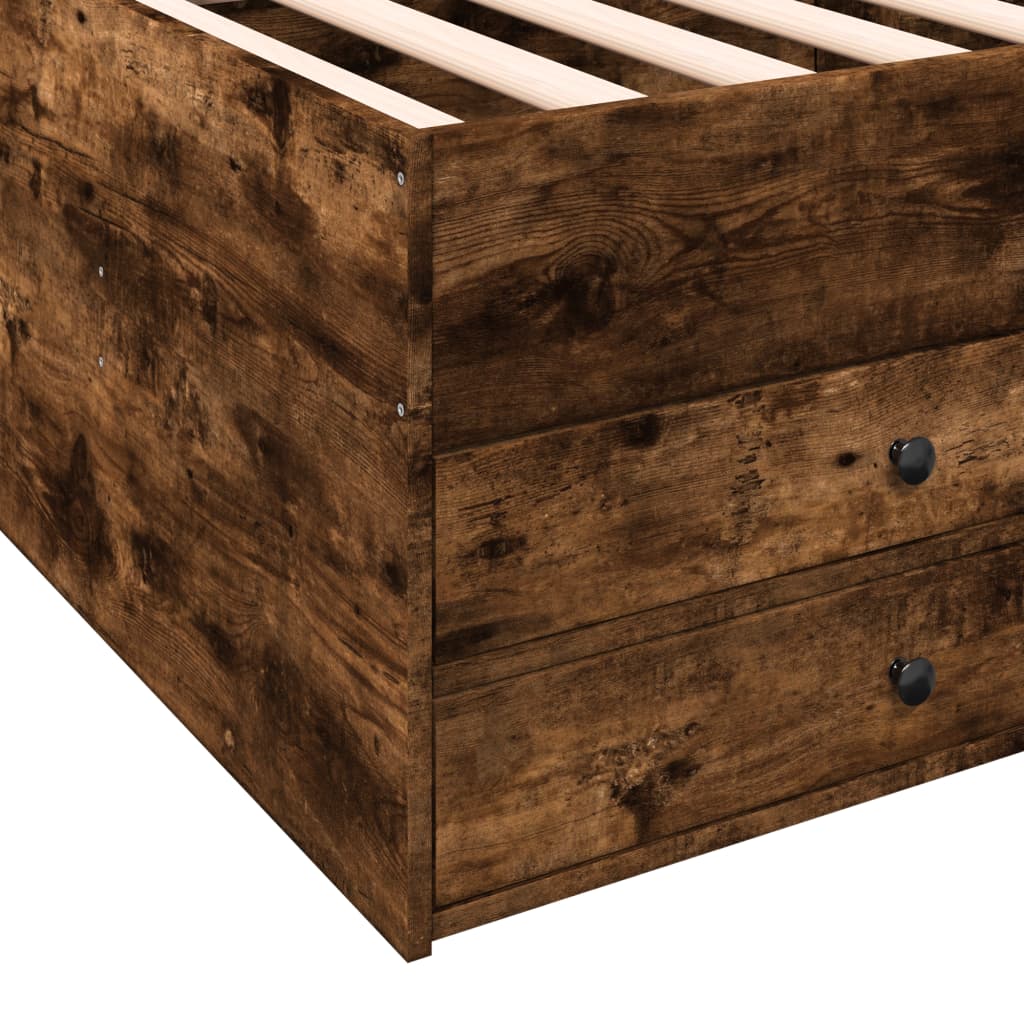 vidaXL Daybed with Drawers without Mattress Smoked Oak 90x200 cm