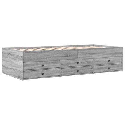 vidaXL Daybed with Drawers without Mattress Grey Sonoma 90x200 cm