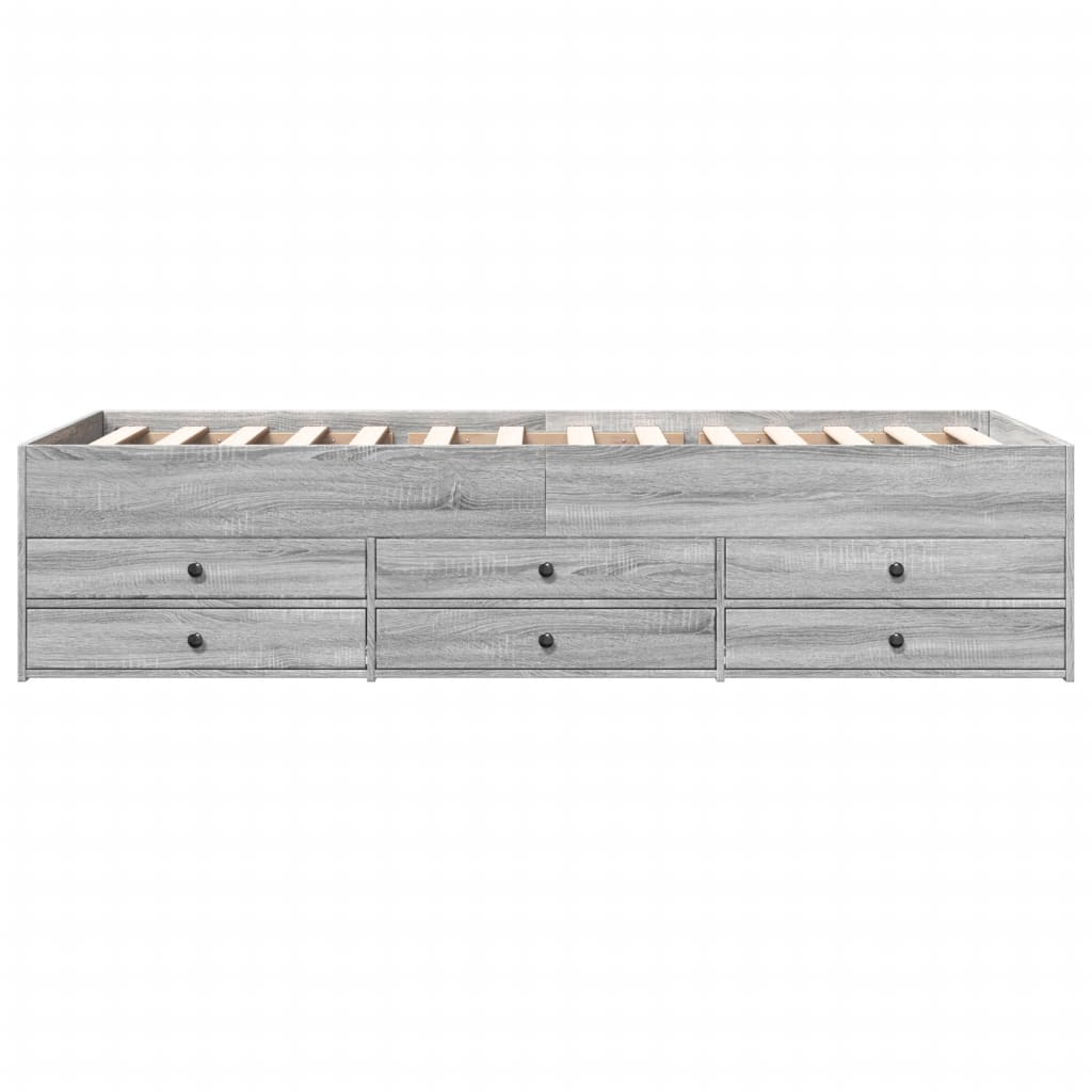 vidaXL Daybed with Drawers without Mattress Grey Sonoma 90x200 cm