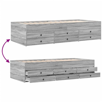 vidaXL Daybed with Drawers without Mattress Grey Sonoma 90x200 cm