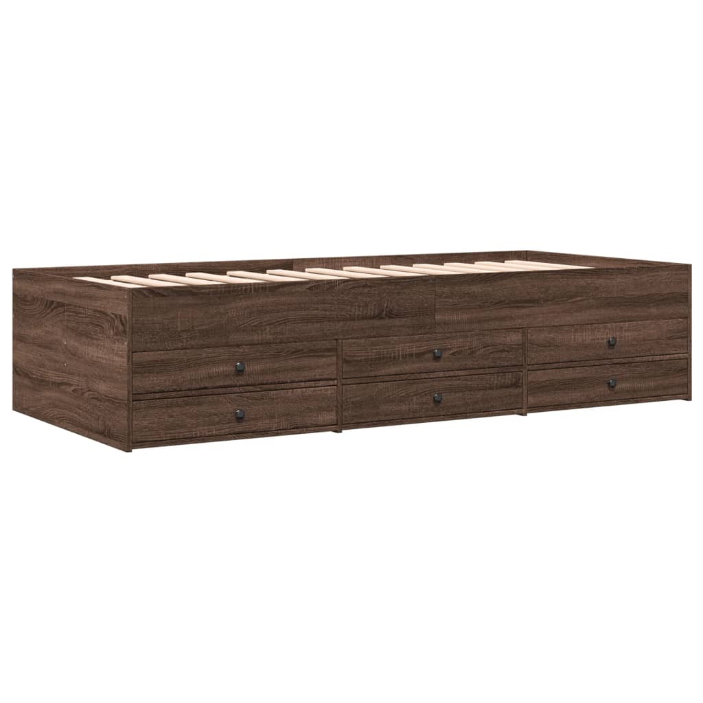 vidaXL Daybed with Drawers without Mattress Brown Oak 90x200 cm