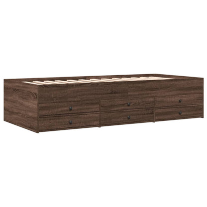 vidaXL Daybed with Drawers without Mattress Brown Oak 90x200 cm