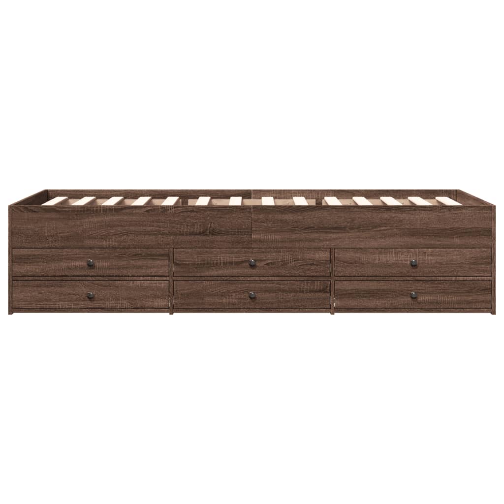 vidaXL Daybed with Drawers without Mattress Brown Oak 90x200 cm