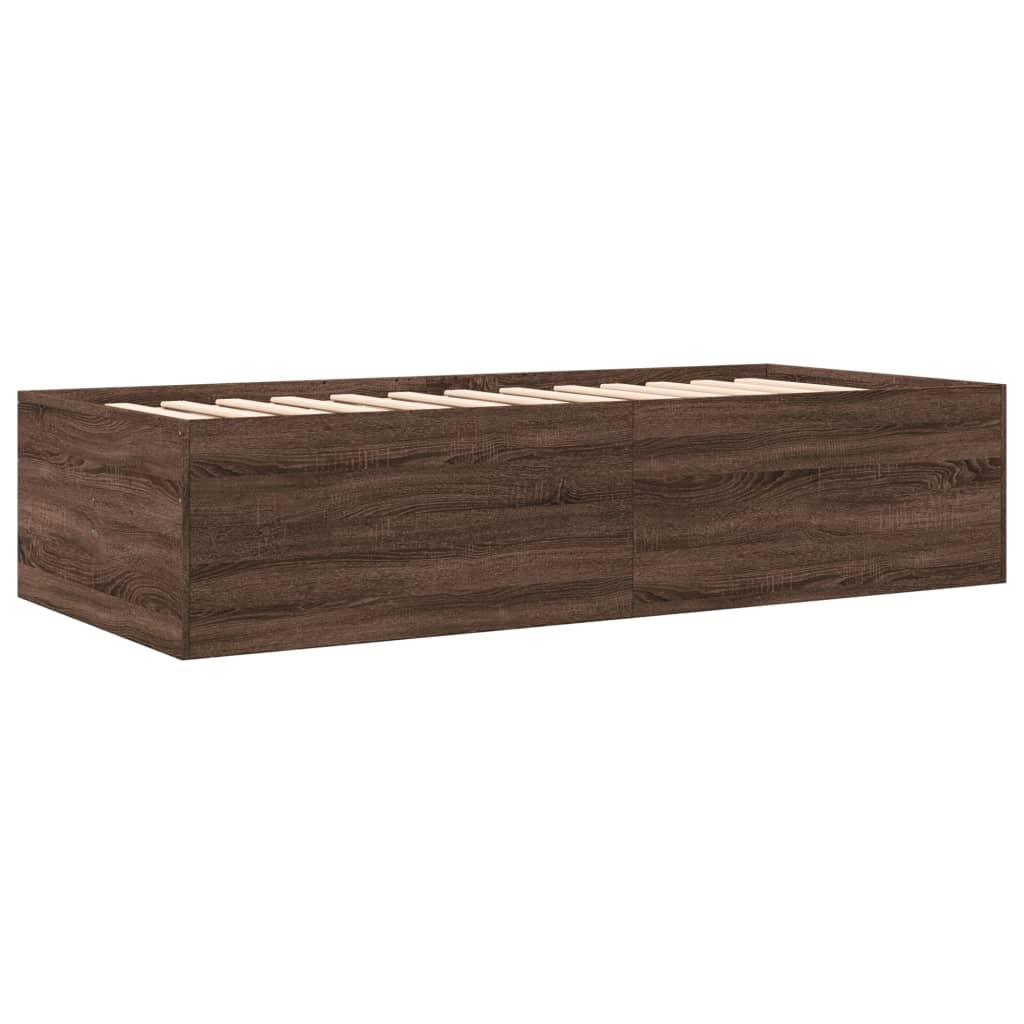 vidaXL Daybed with Drawers without Mattress Brown Oak 90x200 cm