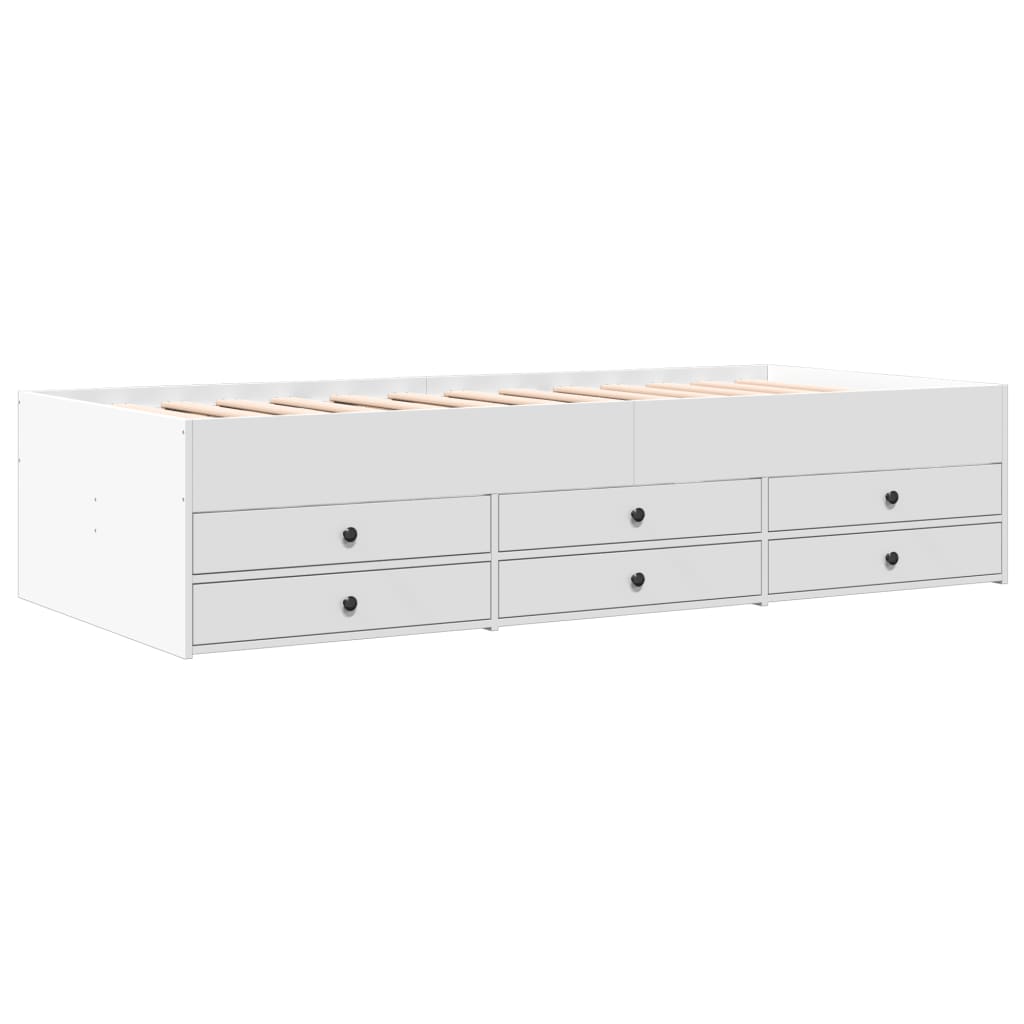vidaXL Daybed with Drawers without Mattress White 90x190 cm Single