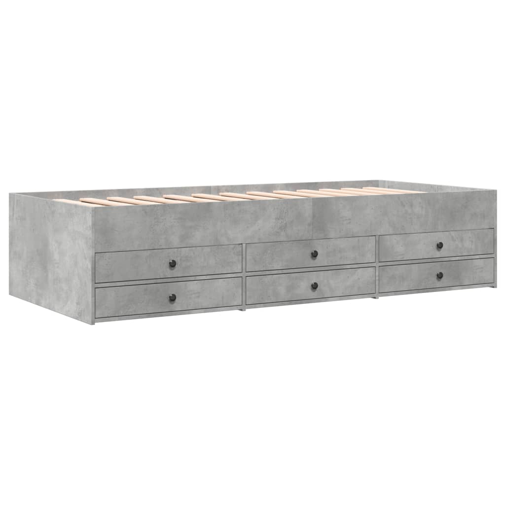 vidaXL Daybed with Drawers without Mattress Concrete Grey 90x190 cm Single