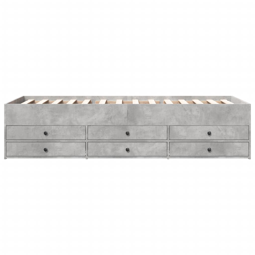 vidaXL Daybed with Drawers without Mattress Concrete Grey 90x190 cm Single
