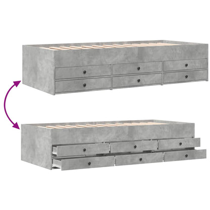 vidaXL Daybed with Drawers without Mattress Concrete Grey 90x190 cm Single