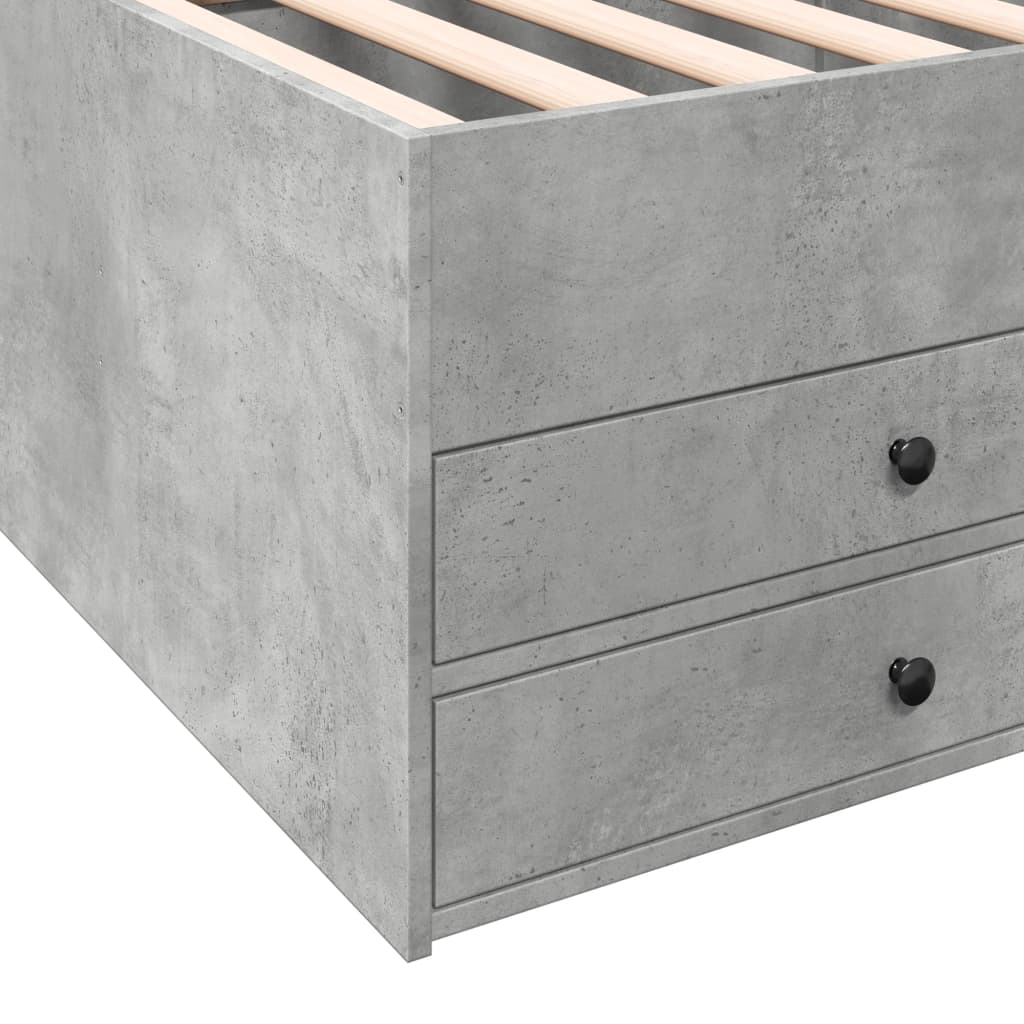 vidaXL Daybed with Drawers without Mattress Concrete Grey 90x190 cm Single