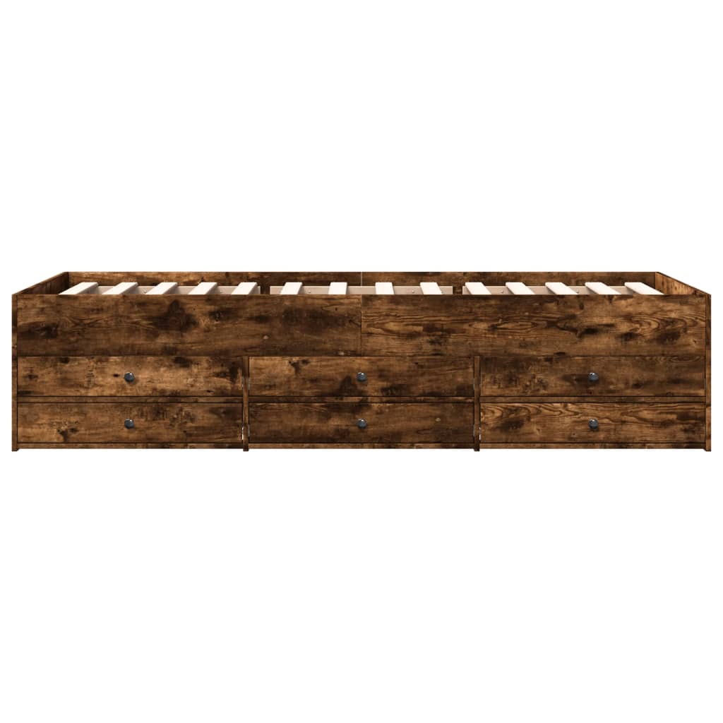 vidaXL Daybed with Drawers without Mattress Smoked Oak 90x190 cm Single