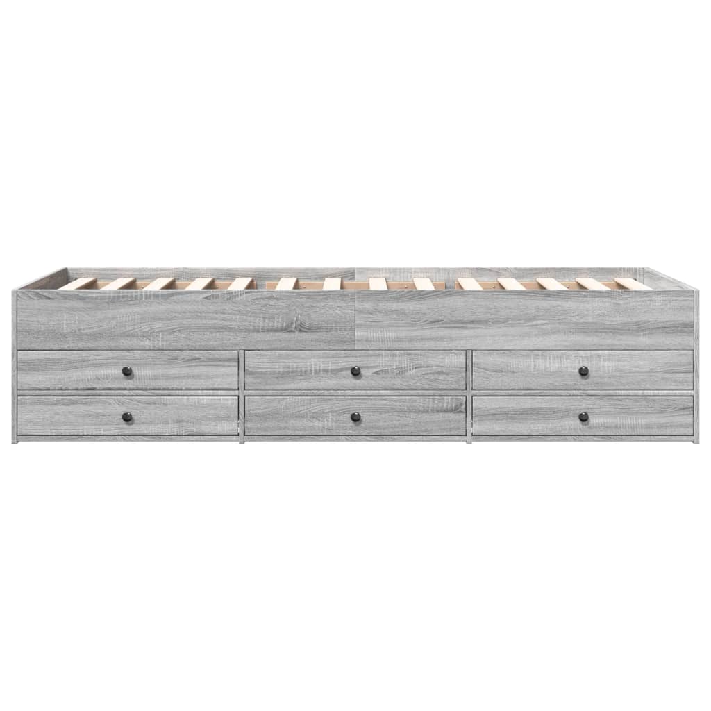 vidaXL Daybed with Drawers without Mattress Grey Sonoma 90x190 cm Single