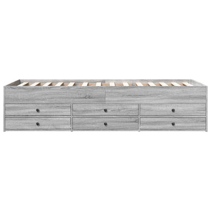 vidaXL Daybed with Drawers without Mattress Grey Sonoma 90x190 cm Single