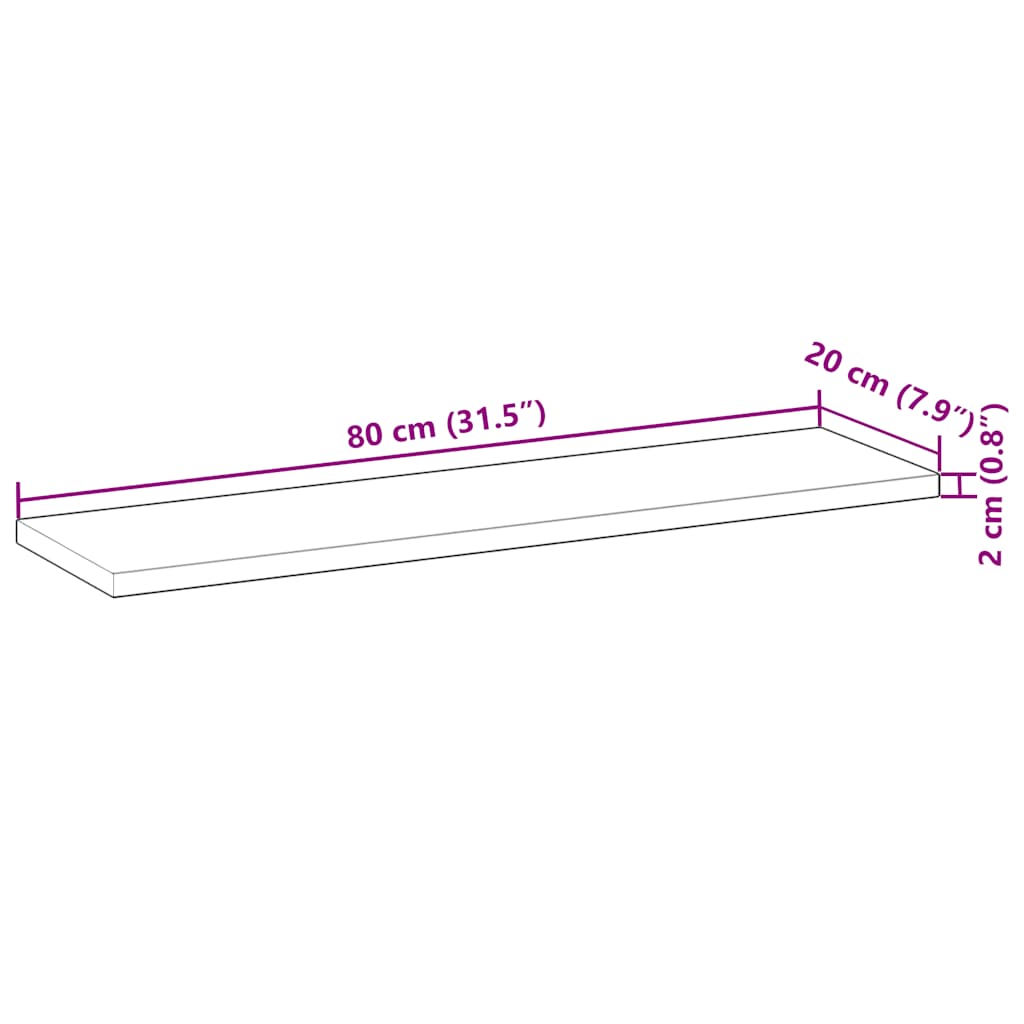 vidaXL Floating Shelves 3 pcs 80x20x2 cm Untreated Solid Wood Acacia