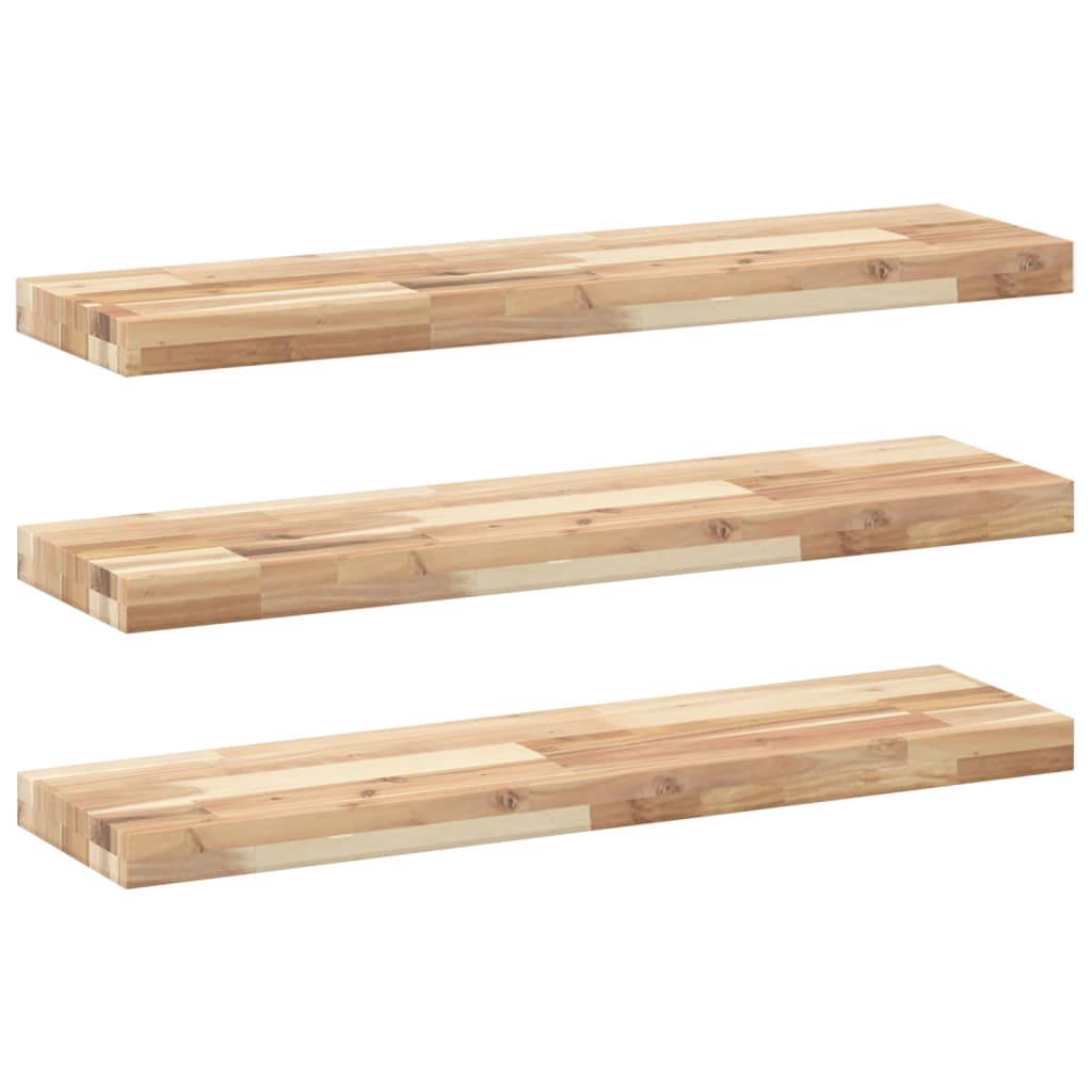vidaXL Floating Shelves 3 pcs 100x20x4 cm Untreated Solid Wood Acacia