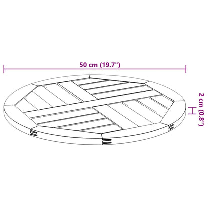vidaXL Table Top Ø50x2 cm Round Solid Wood Acacia