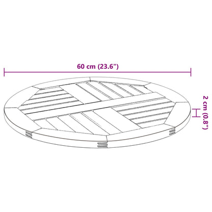 vidaXL Table Top Ø60x2 cm Round Solid Wood Acacia