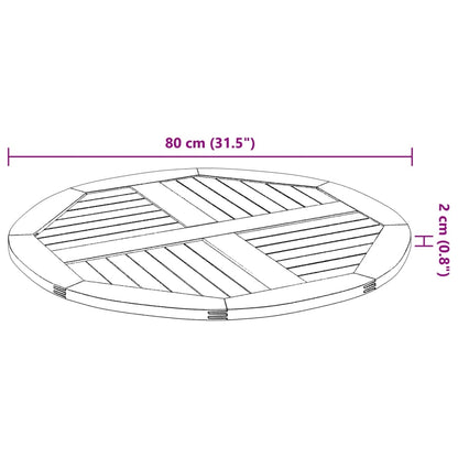 vidaXL Table Top Ø80x2.2 cm Round Solid Wood Acacia
